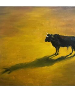 Cuadro de toro al óleo sobre lienzo – 55 × 46 cm