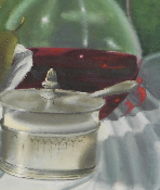 Alternative view of Bodegón de peras y granadas con jarra de vino